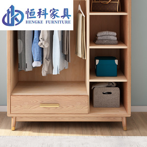 Mueble Hengke, Armario Nórdico de Madera de Fresno, Puerta de Ratán de Madera Maciza, Armario de Almacenamiento con Puertas Abatibles para Dormitorio o Apartamento Pequeño - Product Image 3