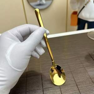 Versión de lujo, hecha de acero inoxidable 304 mejorado, chapada en titanio, cuchara redonda para comer, cuchara de estilo occidental, estilo coreano. - Product Image 5