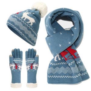 Howhot hiver décoration <span class=keywords><strong>de</strong></span> <span class=keywords><strong>Noël</strong></span> résistant au froid respirant chapeau écharpe opéra longueur gants trois pièces ensemble européen américain wapiti - Product Image 4