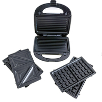 Machine à sandwich électrique 3-en-1 en plastique, gaufrier et grill avec plaques amovibles antiadhésives, appareil de cuisine pour usage domestique
