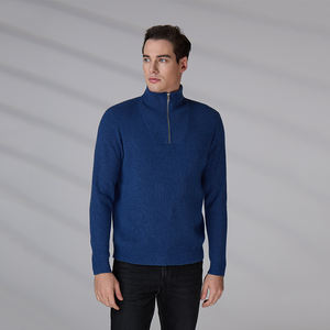 เสื้อสเวตเตอร์ไหมพรมคุณภาพสูงสำหรับผู้ชาย แขนยาว คอซิป 1/4  รับผลิตตามแบบ พร้อมปักโลโก้ - Product Image 3