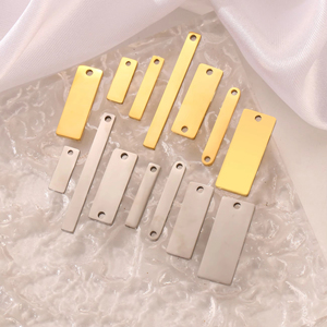 Breloques rectangulaires vierges en acier inoxydable, connecteurs à double trou, pendentifs, étiquettes, accessoires de bijoux pour colliers et bracelets personnalisables en DIY - Product Image 5