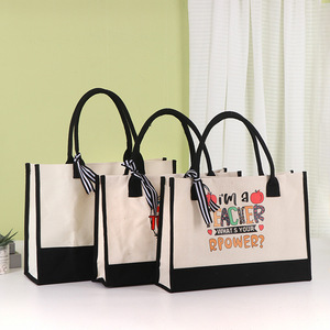 Bolsa de Compras de Lona de Algodón con Monograma Personalizado de Primera Calidad, Elegante Bolsa de Playa con Opción de Personalización - Product Image 4