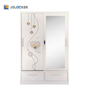 Jslocker מפעל אספקת פלדה ארון בגדים מודפס ארון רהיטים ארון בגדים דלת הזזה עם 2 מגירה ארון בגדים - Product Image 3