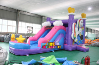 Château sautant de licorne gonflable commercial avec la maison de rebond d'arrière-cour de PVC de glissière à vendre inclut le ventilateur