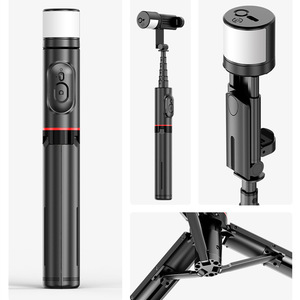 ไม้เซลฟี่ Q12s พร้อมไฟ LED ขาตั้งกล้องอะลูมิเนียมอัลลอยด์บลูทูธสำหรับการถ่ายทอดสดเซลฟี่ - Product Image 2