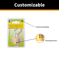 Cadenas à combinaison à 3 chiffres en laiton massif, mini cadenas à code réinitialisable en laiton, pour bagages de voyage, sac à dos, casier de gym, armoire