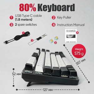RGB-Hintergrund beleuchtung 87 Tasten kappen Typ C Kabel gebundenes Spiel Hot-Swap-Tastatur für Computer /Laptop/Spiele - Product Image 2