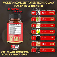 Capsules de Maca Naturelle Pure de Qualité OEM / Capsules d'Extrait de Racine de Maca, Complément Alimentaire pour Hommes, Force et Vitalité Accrues