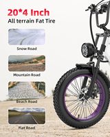 Vélo électrique haute vitesse OBX G60, puissance 1000W, 48V 20Ah, pour adultes, pneus larges de 20 pouces, double suspension, vélo électrique de montagne