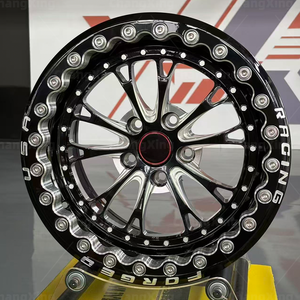 1/2 buah roda kustom tempa 17 * 10J 15*10 5*120 5*114.3 Gloss hitam Multi Ruji roda Beadlock tempa untuk mobil balap Mustang - Product Image 2