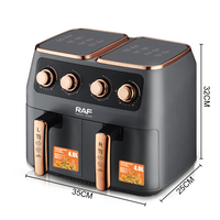 RAF R.5236 4.0L Plus 4.0L 2800W Penggorengan Udara Dua Keranjang Kontrol Empat Tombol Sirkulasi Udara 360° 0 hingga 200°C Timer 30 Menit untuk Masakan Rumah