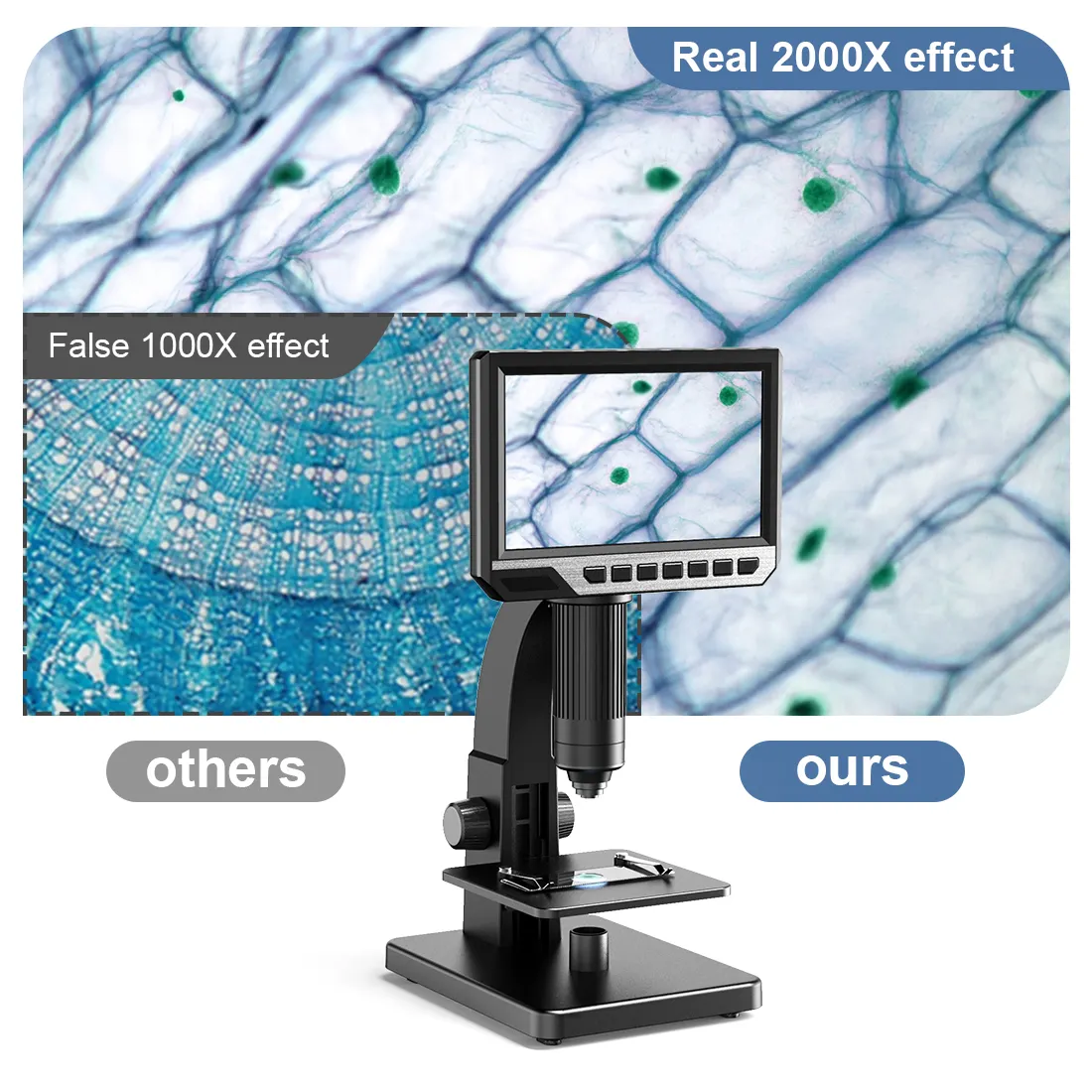 Monitor LCD a grande schermo da 7 pollici microscopio lampada a fessura binoculare spagna strumenti microscopio Stereo Zoom 2000x per ispezione PCB