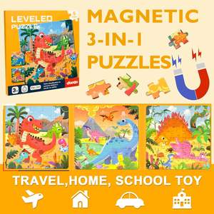 Puzzles magnétiques pour enfants 3 en 1 <span class=keywords><strong>Dinosaures</strong></span> Puzzle magnétique Livre Puzzles de voyage Jouets pour les tout-petits - Product Image 3