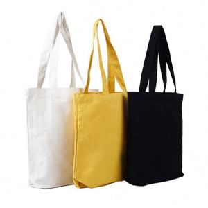 Sac fourre-tout en toile de coton blanc uni de haute qualité avec logo imprimé personnalisé - Product Image 1