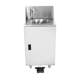 Fregadero Portátil de Acero Inoxidable con Agua Fría y Caliente, Pedal y Tanque de Agua para Uso Comercial en Exteriores - Product Image 1