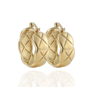 yunnique Gold Stainless Steel <b>Twisted</b> Hoop Earrings Geometric U <b>Shape</b> Unisex Fashion Jewelry - Product Image 1