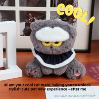 Pendentif en peluche chat mignon gris froid style dessin animé Tide avec rembourrage en coton PP ultra doux, petite taille (11-30cm), lot en gros mixte