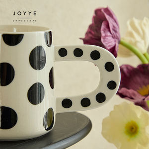 JOYYE Taza de Café de Cerámica con Diseño de Punto Grande, Taza de Agua Fría y Caliente, Diseño Nórdico Moderno Pintado a Mano - Product Image 2
