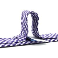 Cravate pour garçons en coton fin, faite à la main, à carreaux violets et blancs, style gingham, vente en gros Chine