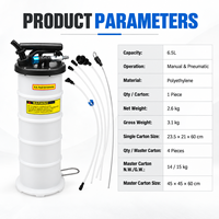 Extracteur d'huile en plastique 6,5 L, manuel et pneumatique, pour vidange d'huile moteur et de liquide de frein, outil de réparation automobile OEM