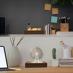 Beech Wood Modern Plug-In LED Display <b>Night</b> <b>Light</b> Notebook Base Bracket Message Board 3D <b>Light</b> DIY Rectangular Base Bedroom 5V - Product Image 2