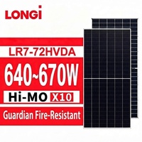 Module solaire Longi Classe A ignifuge LR7-72HVDA 640W 650W 660W 670W Panneau bifacial de type N avec technologie anti-ignition