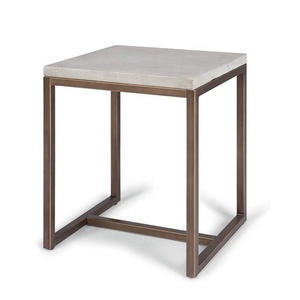 중첩 커피 테이블 세트 2 산업 엔드 스퀘어 대리석 탑 스탠드 소파 사이드 침대 옆 대리석 탑 커피 테이블 - Product Image 6