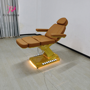 Cama de Masaje Facial Eléctrica Curva de Metal con 3 Motores, Dorada, de Lujo y Moderna, para Extensiones de Pestañas - Product Image 3