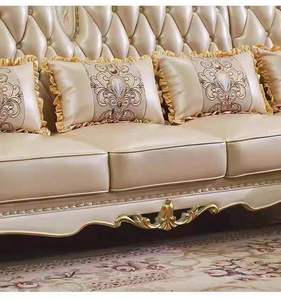 أثاث غرفة معيشة بتصميم ملوكي أوربي منحوت ، أريكة تشيسترفيلد فاخرة على طراز القصر الراقية على شكل حرف L - Product Image 5
