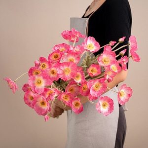 Bouquet de fleurs artificielles de pavot islandais Haiyi, fleurs en soie pour mariage et décoration intérieure, orange et blanc - Product Image 3