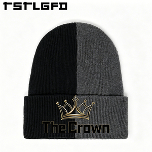 Gorro de Invierno Personalizado con Logotipo, Dos Tonos, Tejido Acanalado, Color Dividido, con Puño, Venta al por Mayor, Fabricante - Product Image 1