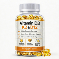 Capsules de Vitamine D3 K2 B12 Triple Force OEM – Soutien Osseux, Cardiaque et Immunitaire – Complément Alimentaire – 60 Capsules
