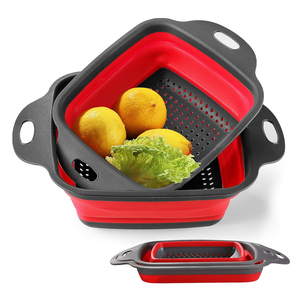 Colador <span class=keywords><strong>plegable</strong></span> de silicona para frutas y verduras, cesta de lavado, colador, <span class=keywords><strong>escurridor</strong></span> <span class=keywords><strong>plegable</strong></span> con asa - Product Image 1
