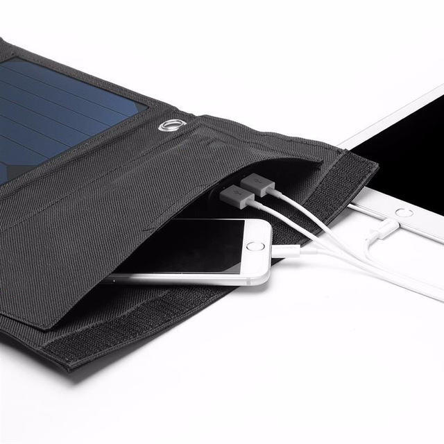 24W High Efficiency Dual USB Solar Charger for Camping Hiking Powerbank Charging Foldable Solar Bag