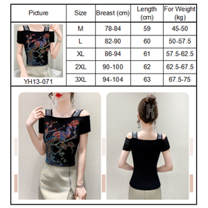 Camisetas con hombros descubiertos y diamantes de imitación brillantes, camisetas de malla con flores de pavo real azul y rojo, camisetas de manga corta para discoteca, <span class=keywords><strong>camiseta</strong></span> de fiesta - Product Image 6