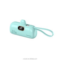 RUNCEIN Mini pengisi daya tipe C, pengisi daya bawaan 5000mAh layar Power Bank Terbaik pengisian daya Cepat 22.5w baterai portabel untuk iPhone