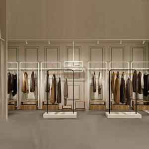 Venta al por mayor Tienda de ropa Estante de ropa al por menor Soportes de exhibición de ropa Personalizar Moden Simple White Clothing Rack <span class=keywords><strong>Boutique</strong></span> - Product Image 1