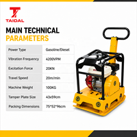 Compacteur à plaque vibrante portable, vente directe usine, machine de compactage de sol robuste pour terrains accidentés et irréguliers en construction