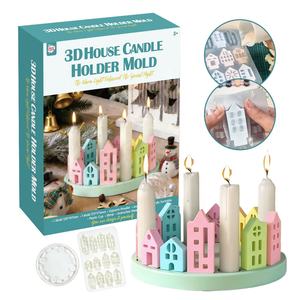 Moule en plâtre couleur personnalisée pour la fabrication artisanale de porte-bougies modernes pour l'affichage de Noël avec des moules miniatures 3D en forme de <span class=keywords><strong>maison</strong></span> - Product Image 1