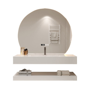 Meuble-lavabo mural de style moderne avec vasque en céramique, résistant à l'eau, miroir LED intelligent inclus, pour hôtel et villa - Product Image 6