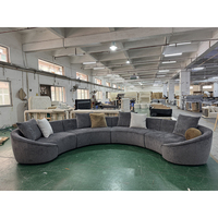 Juego de Sofás Modulares Curvos Personalizados de Fábrica, Tela Chenilla Gris Oscuro, Forma de L, Moderno, para Sala de Estar, con Cojines Tapizados