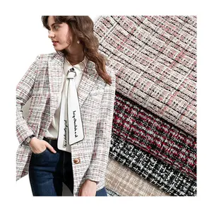 New Arrival Fashion Plaid 54% Acrylic 34% Polyester 12% Cotton Tweed Fabric For Women Uniform