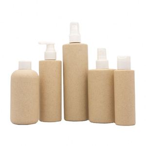 Pump Packaging Wheat Straw Biodegradable Bottle <b>Bath</b> Shampoo Lotion Empty Cosmetic Packaging Bamboo Eco Friendly Home - Product Image 4