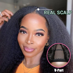 Perruque synthétique sans colle en forme de V/U, afro crépue, lisse, longue, bouclée, Yaki, noire naturelle pour femmes, vente en gros - Product Image 3