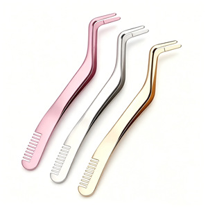 Pinzas de metal para pestañas, pinzas curvas para pestañas con regla incorporada, herramienta de belleza de precisión para uso en salón - Product Image 1
