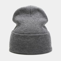 Bonnet en tricot uni unisexe, coupe oversize, style décontracté, chaud, pour l'automne et l'hiver, style hip-hop, protection contre le froid