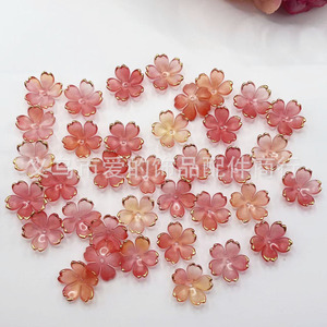 Acrylic Cherry Blossom 19mm Gold Edge Flower Petal Gradient DIY Handmade Accessories Flat Plate Laser Engraved Plastic Resin - Product Image 4