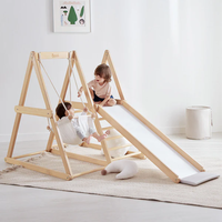 Boori Indoor Wooden Jungle Gym with Climbing Frame Slide Swing Montessori Design for Kids Ages 3-8 School & Home Use