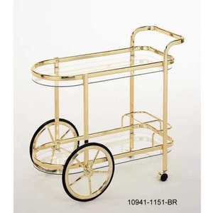 Luxury Living Room Table Brass Metal Tea <b>Trolley</b> With <b>Serving</b> Cart Design For Hotel Restaurant And Banquet Hall Service Use - Product Image 2